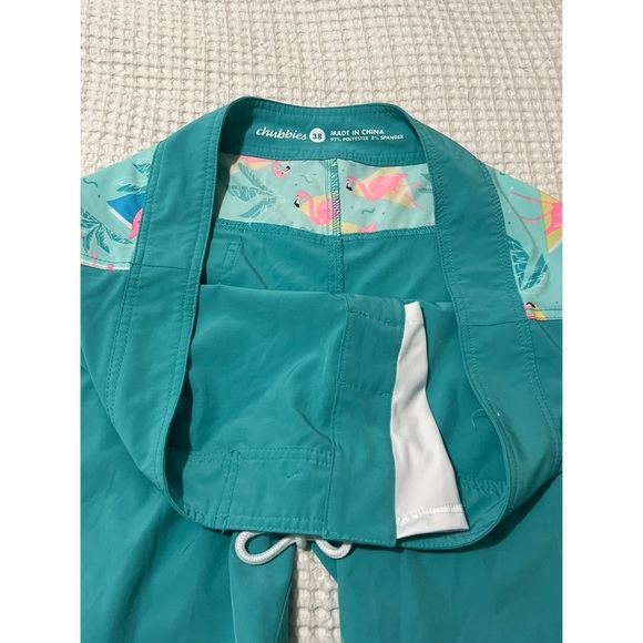 Chubbies Board Shorts Men's 38 Green Print Swim Trunks Drawstring - Picture 11 of 15